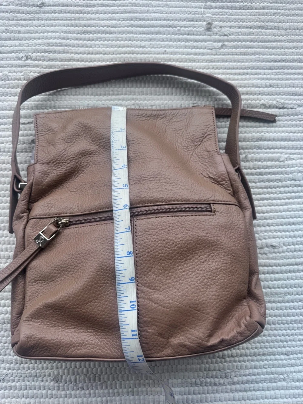 Sondra Roberts Genuine Leather Taupe Hobo Shoulder Bag Slouchy Minimalist